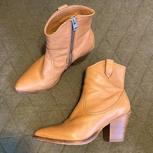 Allsaints caramel leather western style booties
